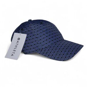 Athleta Women's Monogram Sateen Cap Hat Navy Blue Adjustable Designer NWT